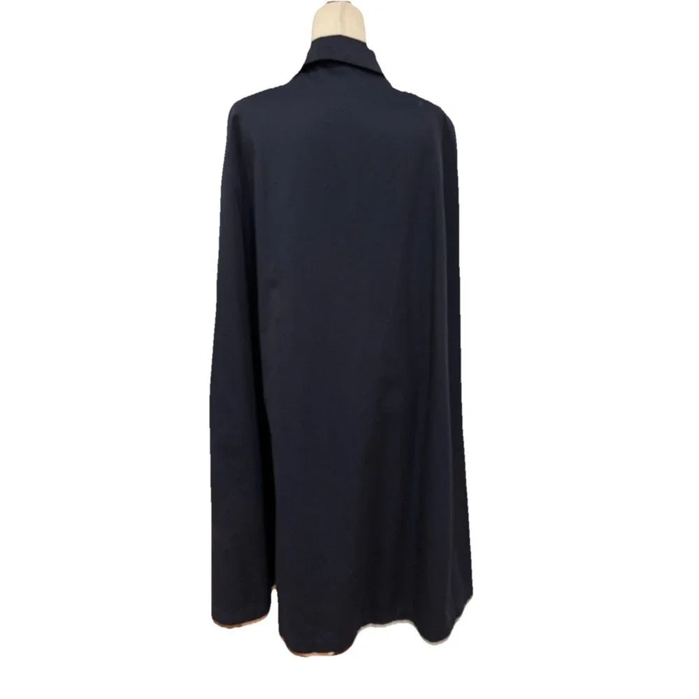 Burberry 1960s Reversible Trench Gabardine & Wool Plaid Cape Coat Red Navy OSFA - Picture 11 of 14